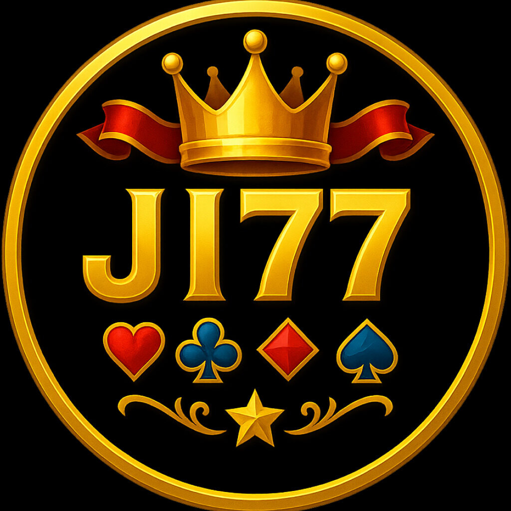 Play at JI77 Casino and discover the royal gaming experience Golden crown logo of JI77 Casino with playing card symbols and elegant design